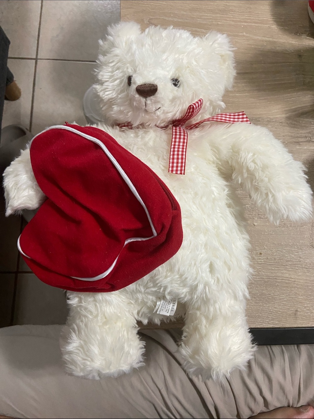 Vintage 2003 Hallmark From My Heart 14" Plush Bear Red Valentine Zip Bag